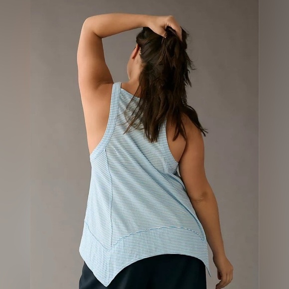 PILCRO XLP Petite Hanky Hem Swing Top Tank Tunic Light Blue Sailor Stripe Asylum - Picture 4 of 13